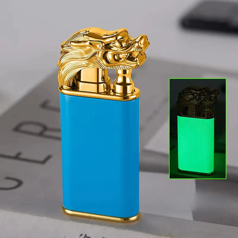 Dropshipping VIP Link Creative Dragon Double Fire Lighter Jet Flame Open Fire Windproof Inflatable Crocodile Lighter Men'S Gift