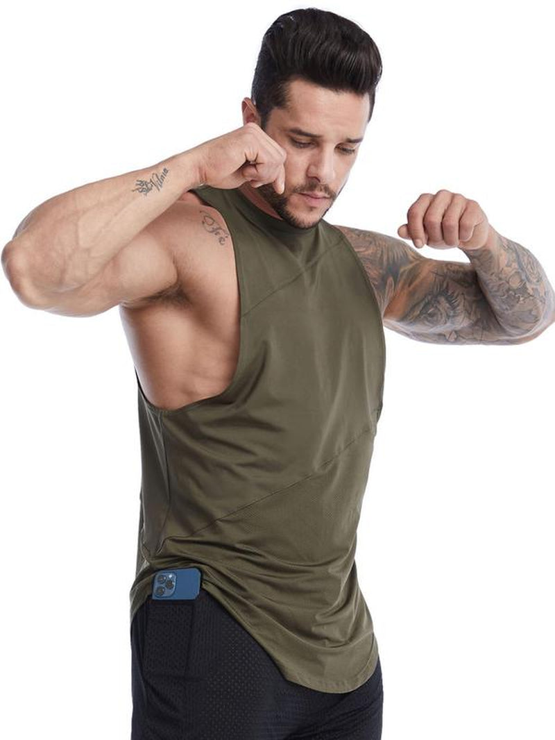 Men'S Plain round Neck Sports Vest, Quick Drying Breathable Loose Tank Top, Mens Clothing, Men'S Sportswear for Indoor Outdoor Running