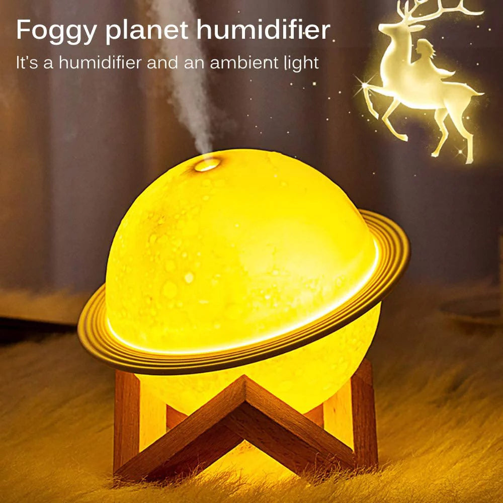 Transform Your Space with the 2-in-1 Moon Lamp Humidifier - 3D LED Night Light, USB Rechargeable, 3 Color Options, 330ml Capacity - Perfect Gift for Kids and Lovers!