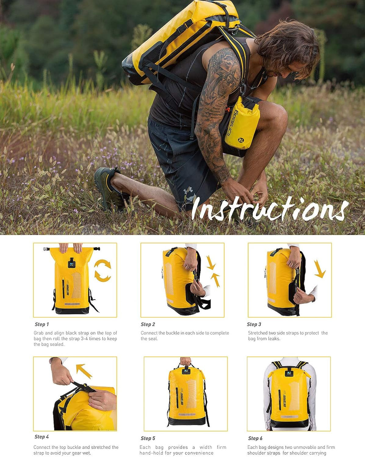 Waterproof Floating Dry Backpack - Available in 20L, 30L, and 40L Sizes for Men, Ideal for Kayaking