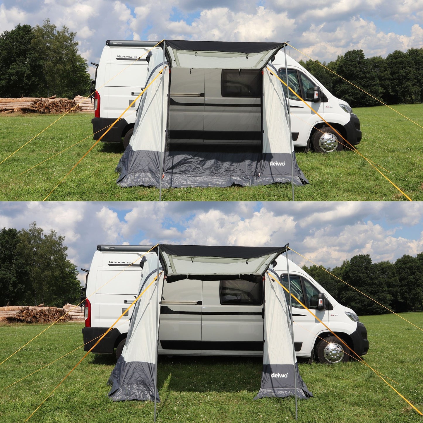 Geräumiges Seitenzelt 220x250 cm für Camping und Wohnwagen - Luftvorzelt mit 7mm Keder