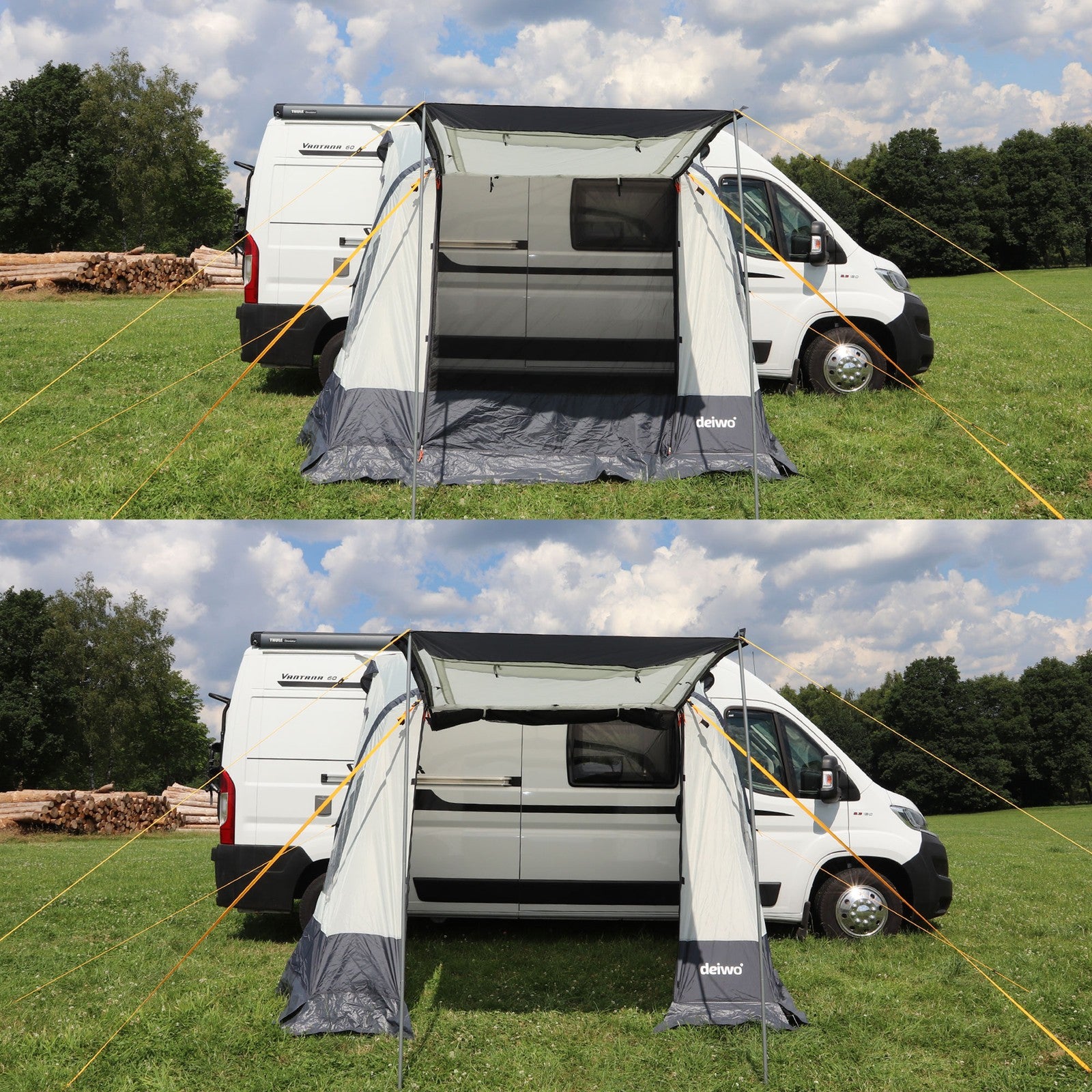 Geräumiges Seitenzelt 220x250 cm für Camping und Wohnwagen - Luftvorzelt mit 7mm Keder