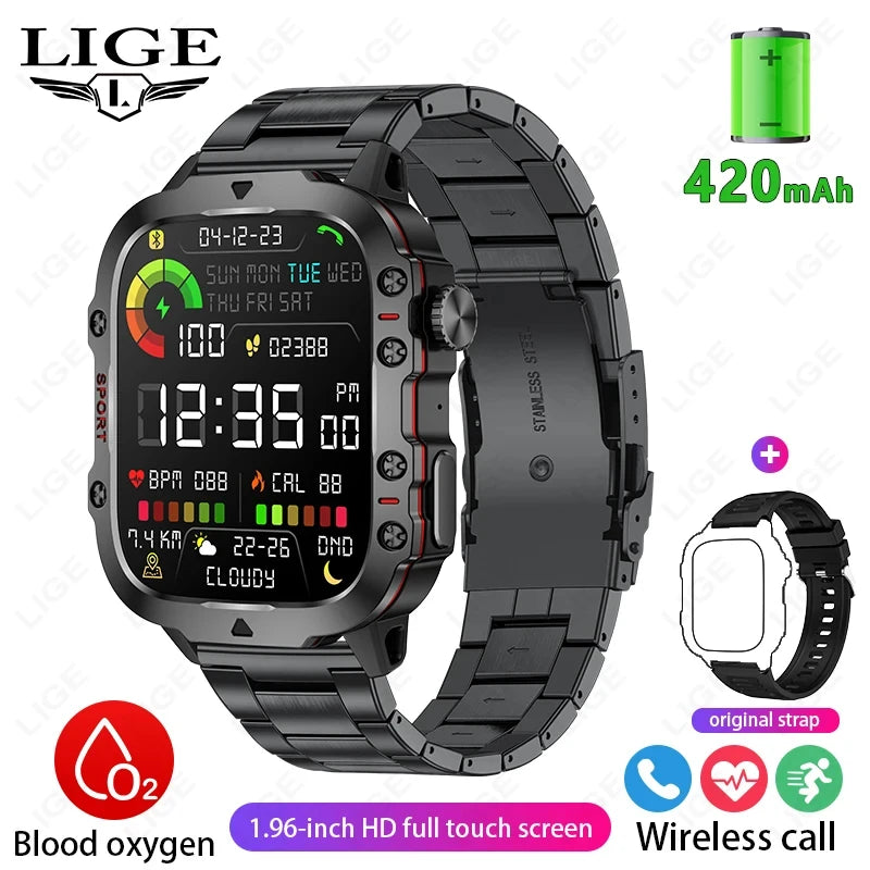 Smart Watch Men 2.01" Screen Lp68 Waterproof Watches Outdoor Rugged Military Bluetooth Call Smartwatch for Android Los