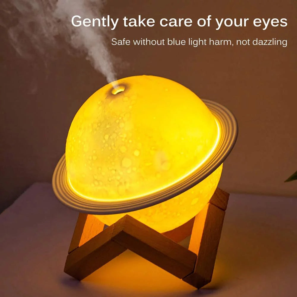 Transform Your Space with the 2-in-1 Moon Lamp Humidifier - 3D LED Night Light, USB Rechargeable, 3 Color Options, 330ml Capacity - Perfect Gift for Kids and Lovers!