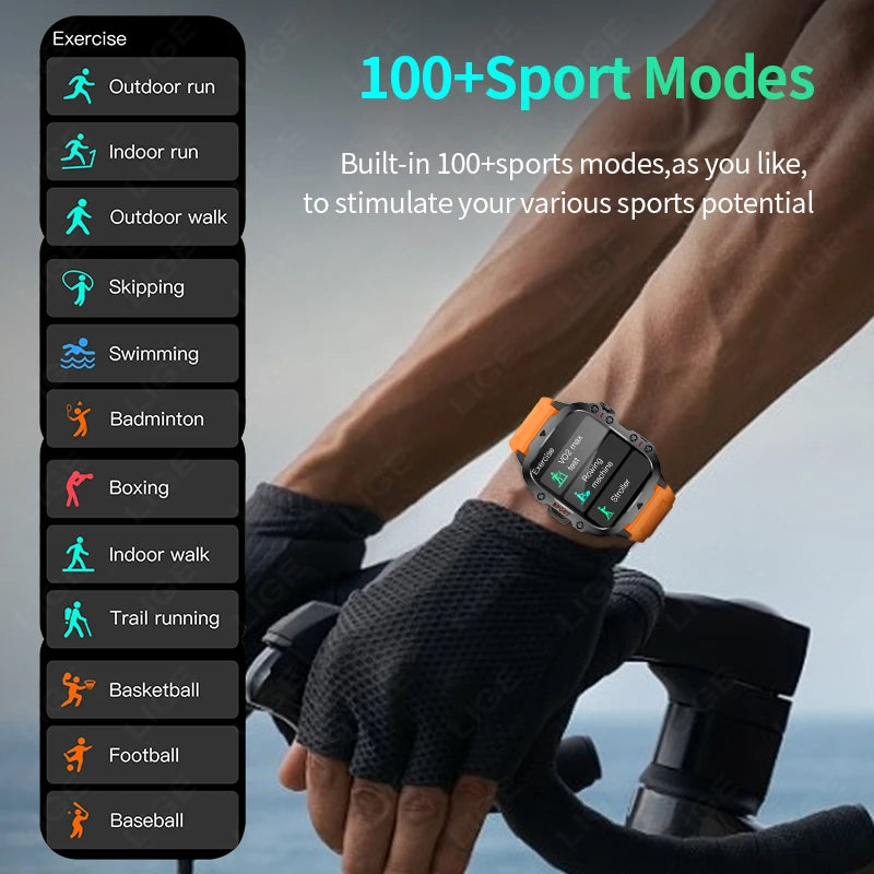 Smart Watch Men 2.01" Screen Lp68 Waterproof Watches Outdoor Rugged Military Bluetooth Call Smartwatch for Android Los