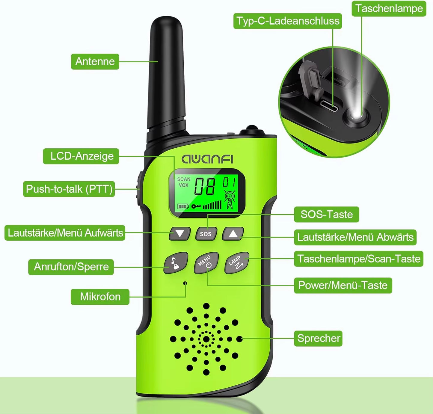 Walkie Talkie Children, 3-12 Years, Walkie Talkie Rechargeable with Li-Ion Battery, Radio Set, for Gift/Camping/Adventure