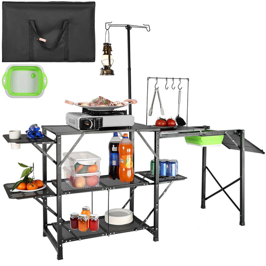 VEVOR Campingküche Küchenbox Campingschrank 40Kg 87X53X17Cm Zusammenklappb