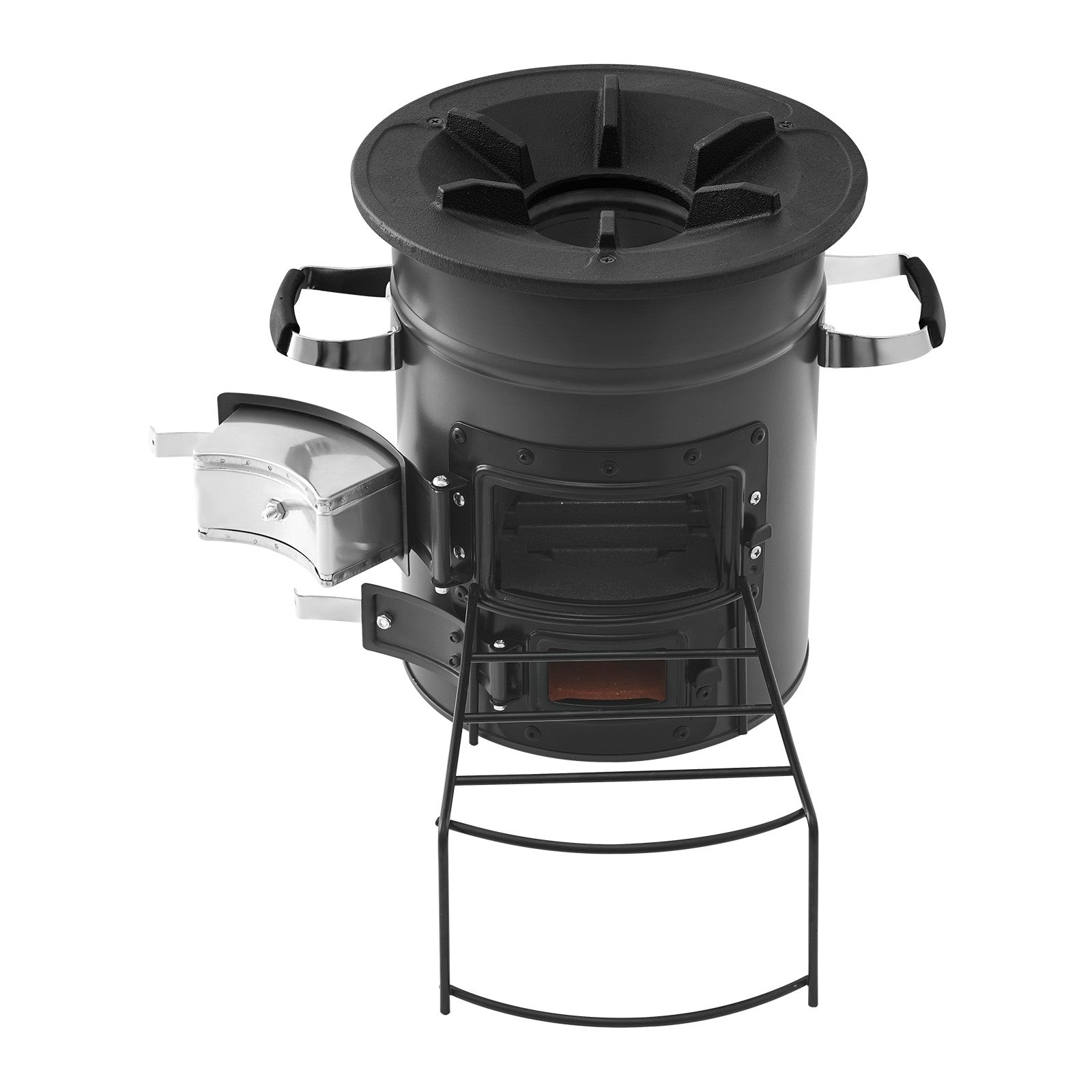Uimoso Raketenofen BBQ Holzofen Mit Doppeltür Campingkocher Campinggrill