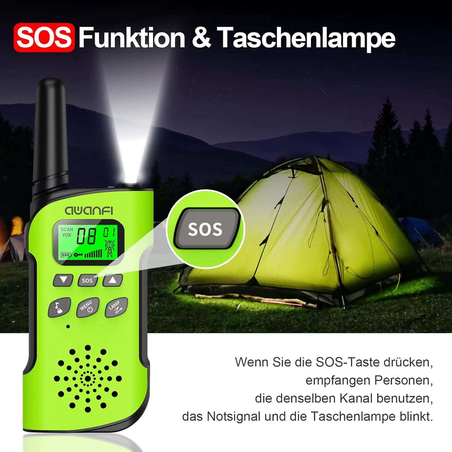 Walkie Talkie Children, 3-12 Years, Walkie Talkie Rechargeable with Li-Ion Battery, Radio Set, for Gift/Camping/Adventure