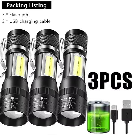 Ultra Bright 2000 Lumens Mini Rechargeable LED Tactical Flashlight - Waterproof & Adjustable Focus