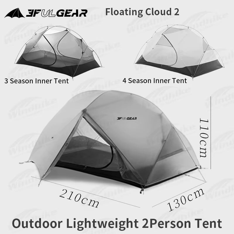Elevate Your Camping Experience with the 3F UL GEAR Ultralight Floating Cloud 2-Person Waterproof Tent – Perfect for 3/4 Season Adventures!