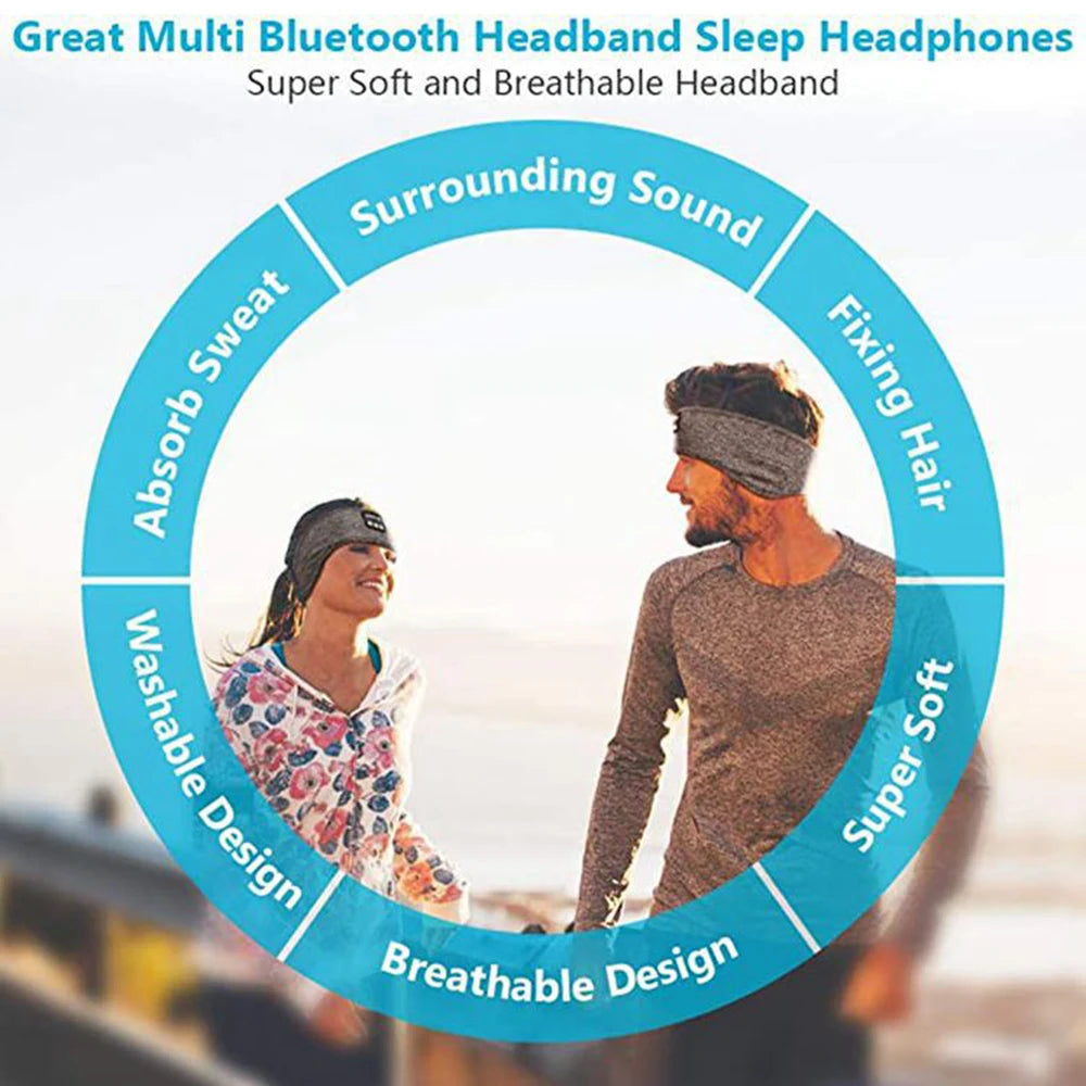 Wireless Bluetooth Sports Headband Earphones - Comfortable Music Eye Mask for Sleeping and Relaxation