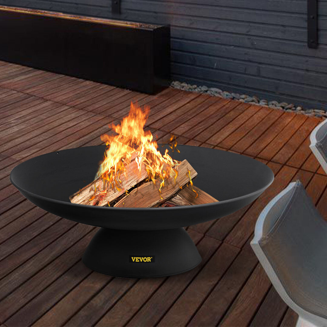 VEVOR Feuerschale Feuerkorb Φ76 Cm Garten BBQ Feuerstelle Gusseisen Schwarz