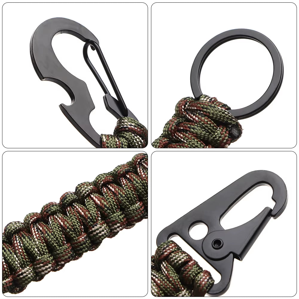 Outdoor Keychain Key Ring Pendant Camping Paracord Cord Rope Camping Survival Kit Emergency Knot Bottle Opener Key Chain