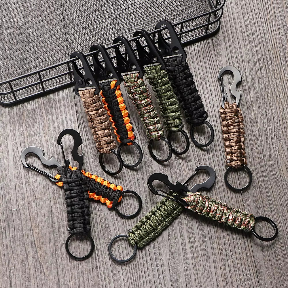 Outdoor Keychain Key Ring Pendant Camping Paracord Cord Rope Camping Survival Kit Emergency Knot Bottle Opener Key Chain