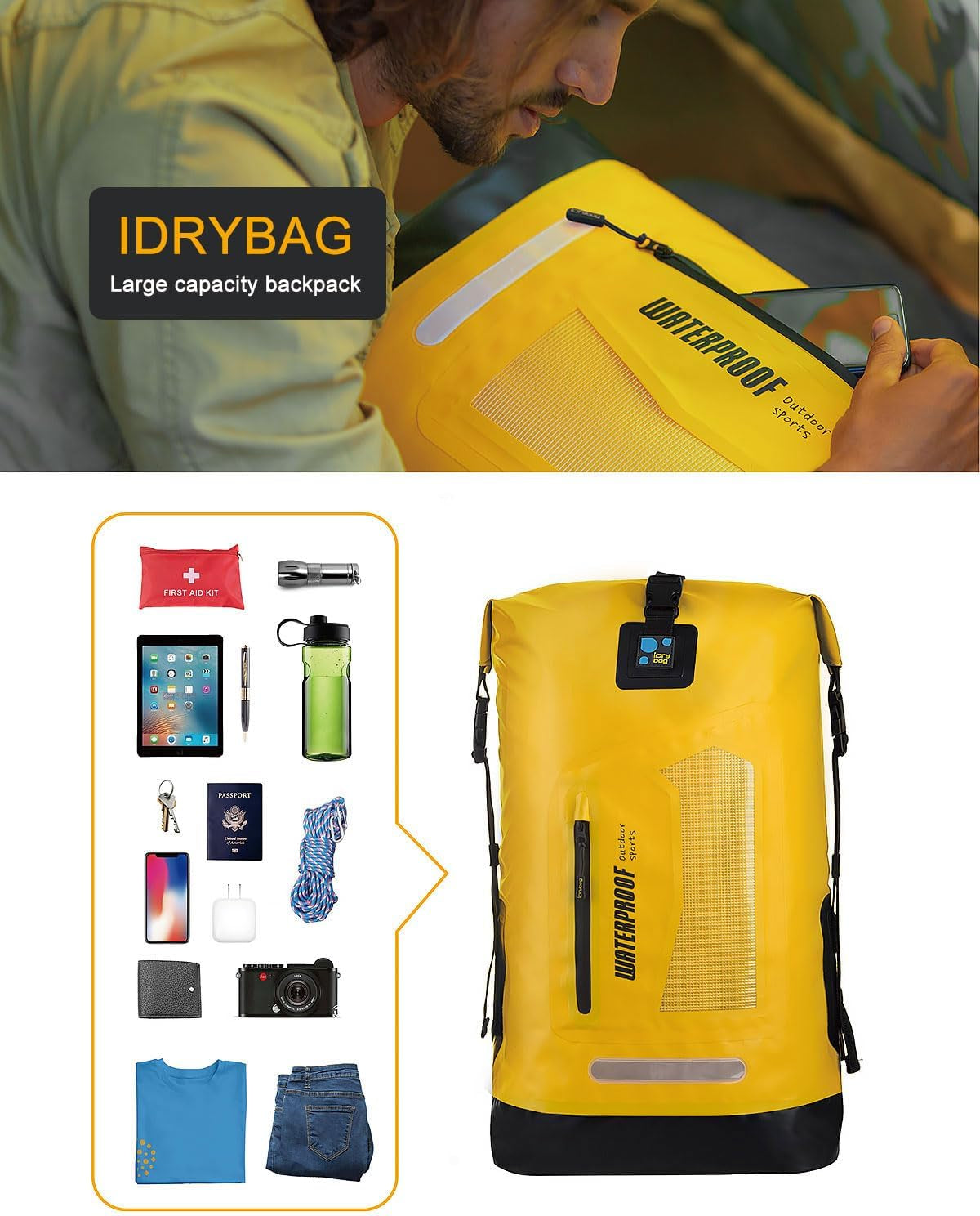 Waterproof Floating Dry Backpack - Available in 20L, 30L, and 40L Sizes for Men, Ideal for Kayaking