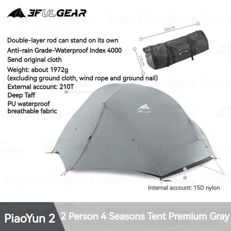 Elevate Your Camping Experience with the 3F UL GEAR Ultralight Floating Cloud 2-Person Waterproof Tent – Perfect for 3/4 Season Adventures!