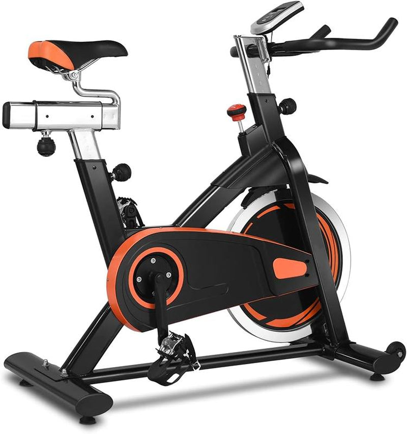 【Costway】-Exercise Bike Fixed Belt Drive Indoor Bicycle with Heart Rate Monitor