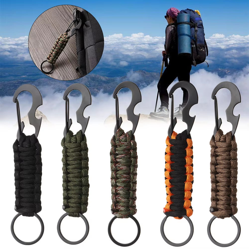 Outdoor Keychain Key Ring Pendant Camping Paracord Cord Rope Camping Survival Kit Emergency Knot Bottle Opener Key Chain