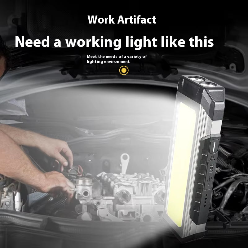 Portable Camping Flashlight COB Repair Work Light with Magnet Rechargeable Waterproof Emergency Power Bank High Bright Torch Lam