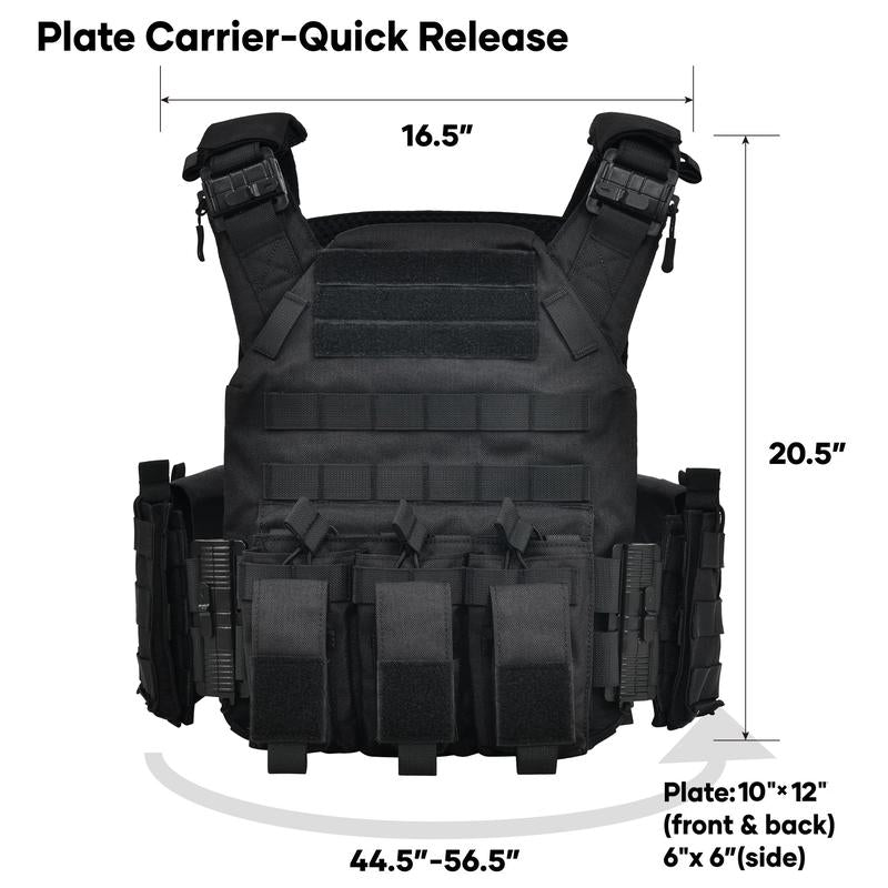 GFIRE Quick Release Plate Carrier Vest Molle Vest Adjustable Breathable for Sport 32-52 Inches Adjustable Size Perfect Gift for Men