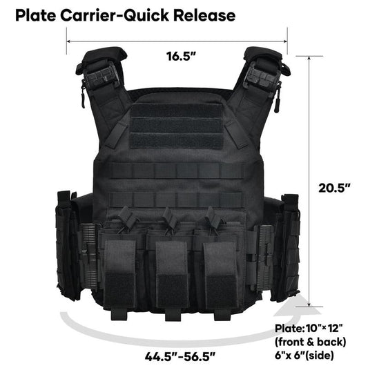 GFIRE Quick Release Plate Carrier Vest Molle Vest Adjustable Breathable for Sport 32-52 Inches Adjustable Size Perfect Gift for Men