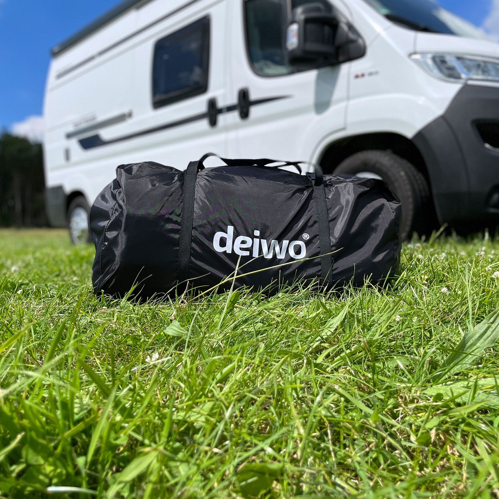 Geräumiges Seitenzelt 220x250 cm für Camping und Wohnwagen - Luftvorzelt mit 7mm Keder