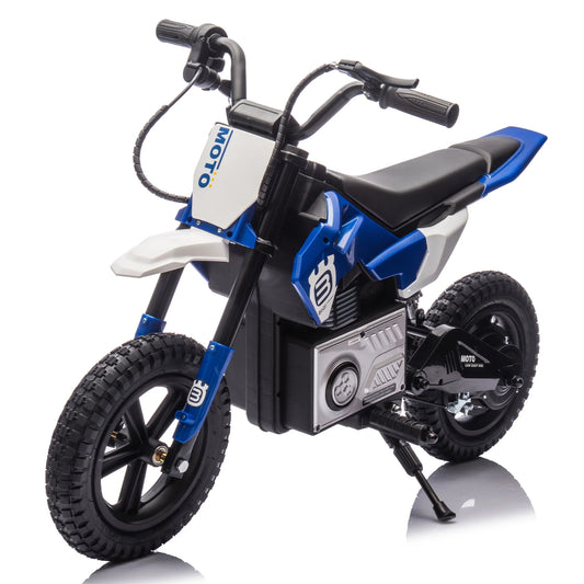 Dieses 24V-Elektro-Dirt-Bike für Kinder ist das ideale Offroad-Motorrad für abenteuerlustige Kinder im Alter von 5-15 Jahren. Das Bike verfügt über einen leistungsstarken 200W-Motor, einen Schlüsselschalter, einen Gasgriff, Bremsen, Bluetooth-Funktion für Musik, und eine Hupe. Mit Geschwindigkeiten von bis zu 9,38 Meilen pro Stunde bietet dieses Elektrospielzeug stundenlangen Spaß und Unterhaltung im Freien. Ideal für kleine Abenteurer, um ihre Offroad-Fähigkeiten zu verbessern und die Natur zu erkunden.