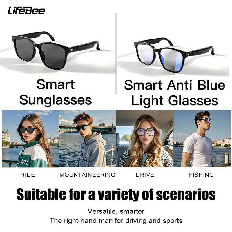 LIFEBEE Multifunction Smart Glasses, Wireless Bluetooth-Compatible Audio Smart Sunglasses with Built-In Microphone, Tech Gadgets 2024, Electronic UV Resistant Audio Smart Glasses, Travel Gadgets 2024