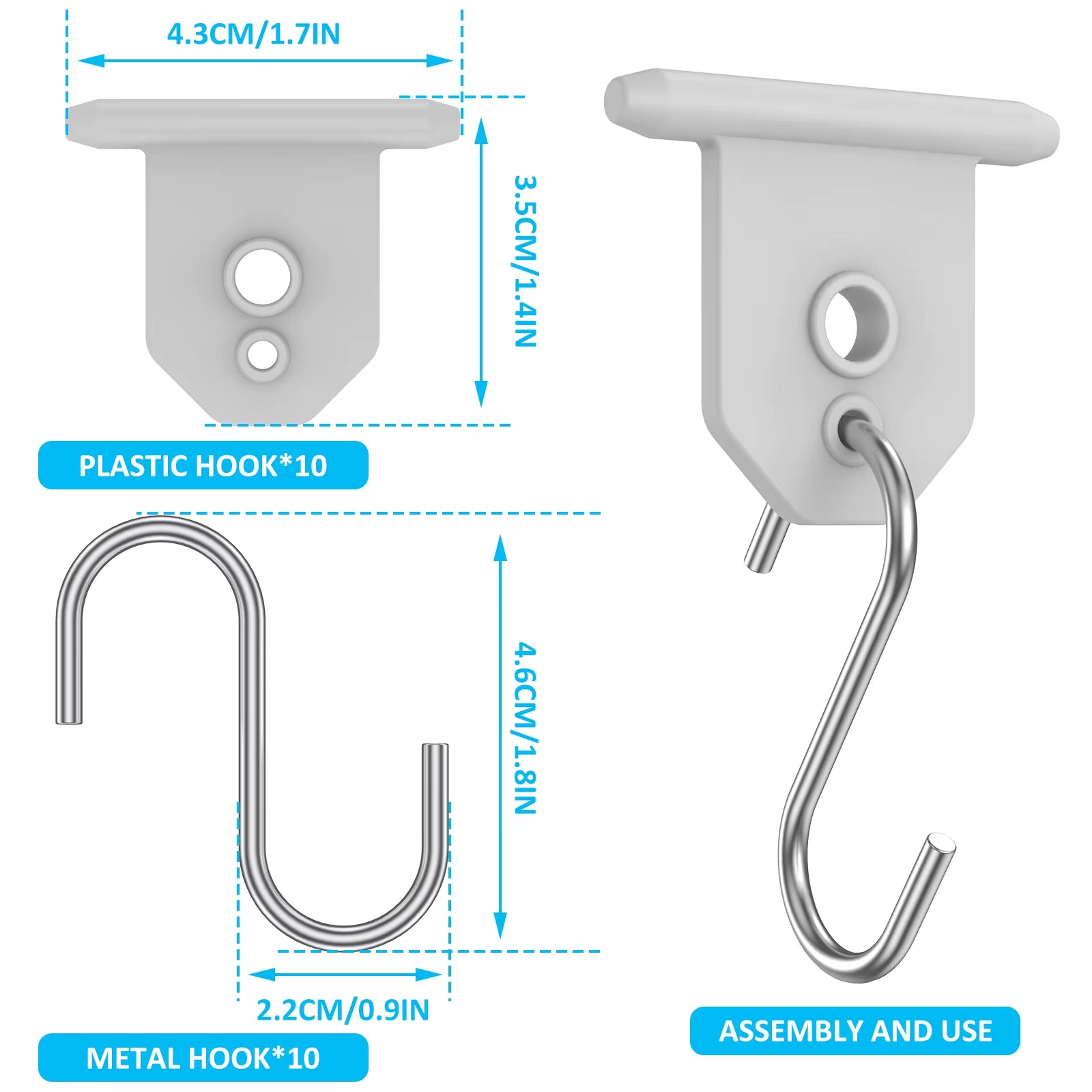 10 Heavy-Duty S-Shaped Awning Hooks - Ideal for Camping, RV Use & Outdoor Hanging Solutions!
