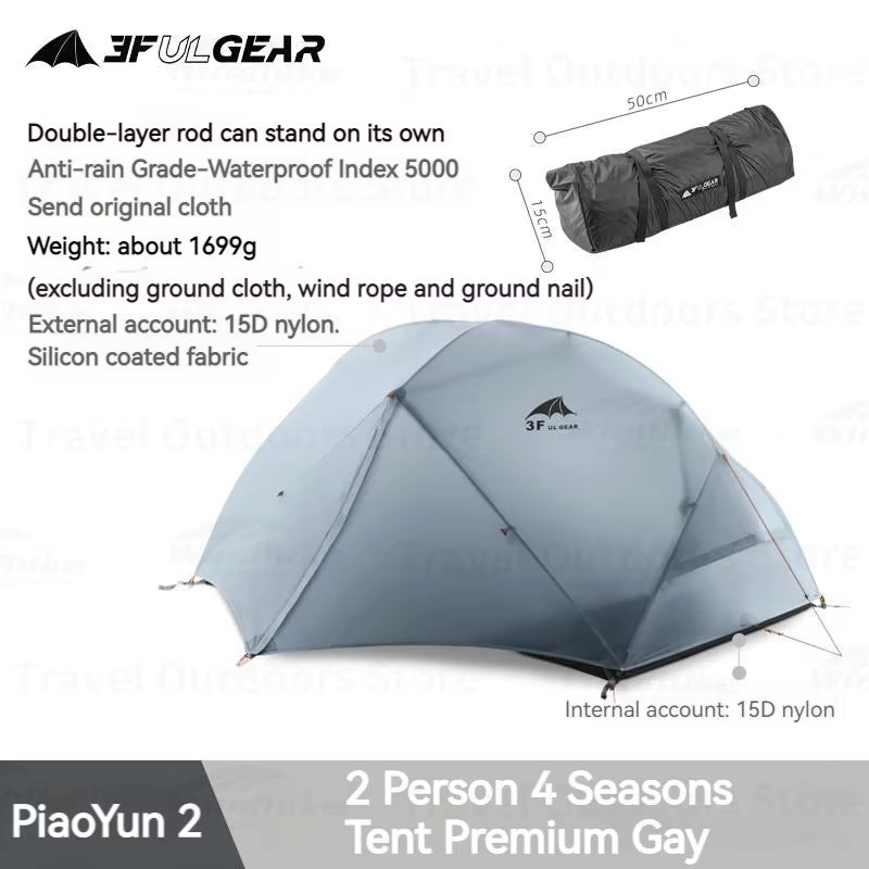 Elevate Your Camping Experience with the 3F UL GEAR Ultralight Floating Cloud 2-Person Waterproof Tent – Perfect for 3/4 Season Adventures!