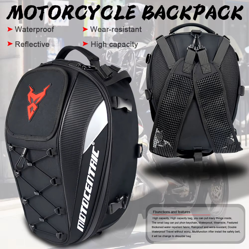 Waterproof Motorcycle Tail Bag Multifunction Motorcycle Rear Seat Bag High Capacity Motorcycle Bag Rider Backpack