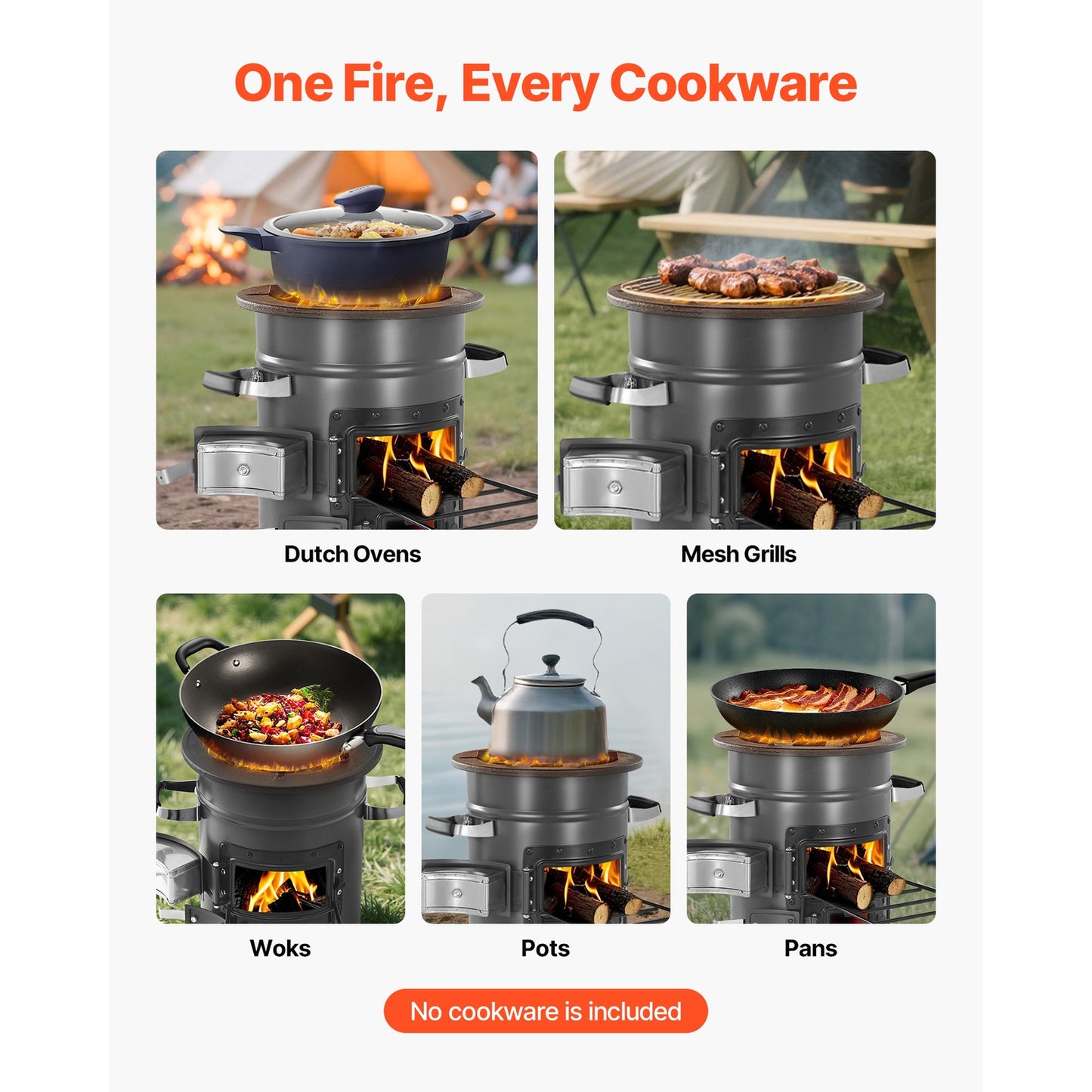 Uimoso Raketenofen BBQ Holzofen Mit Doppeltür Campingkocher Campinggrill