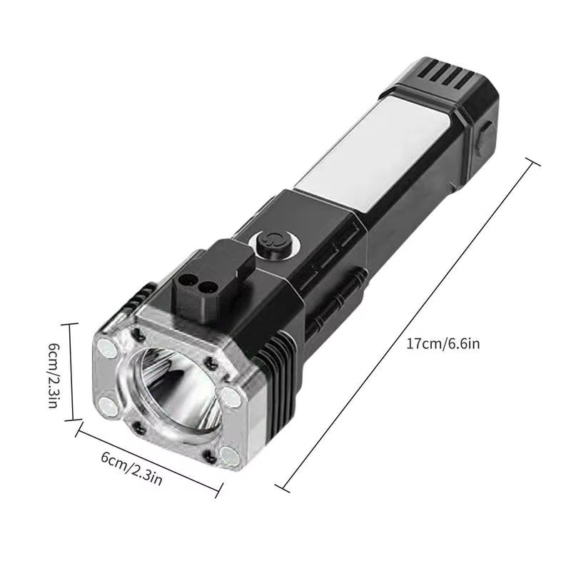 Safety Hammer Flashlight Seat Belt Cutter and Glass Breaker Rescue Tool LED High Lumens Rechargeable Solar Powered Escape Kit