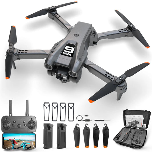 Foldable 1080P HD FPV Drone with WiFi Remote Control, 360° Flip & Waypoint Flight - Perfect for Kids, Adults & Beginners - Includes 2 Batteries - Sleek Black Design