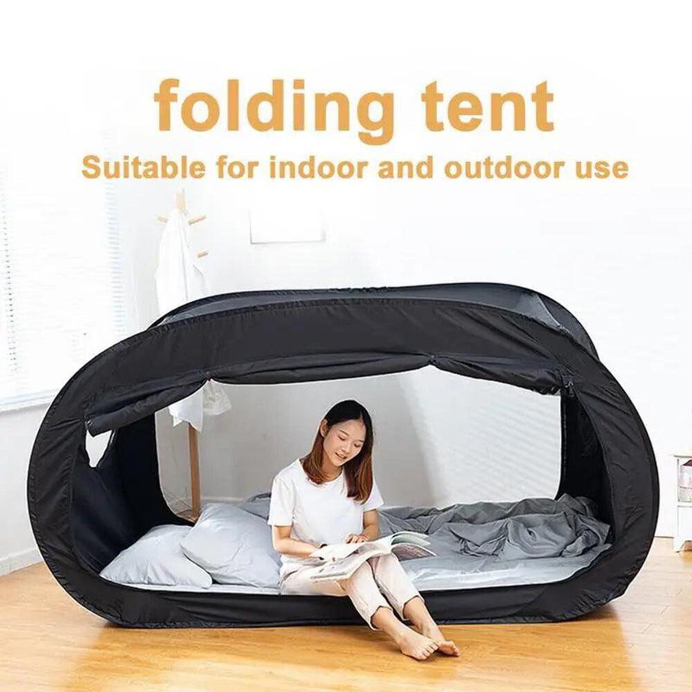 Compact Privacy Bed Tent for cozy, secluded sleeping area.
