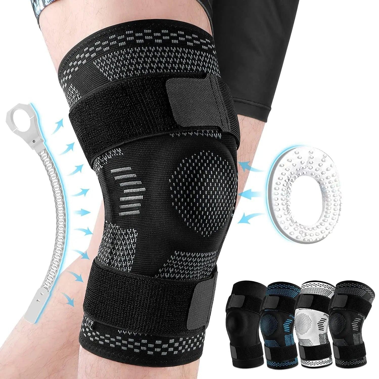 Waterproof and breathable knee compression sleeve on white background.