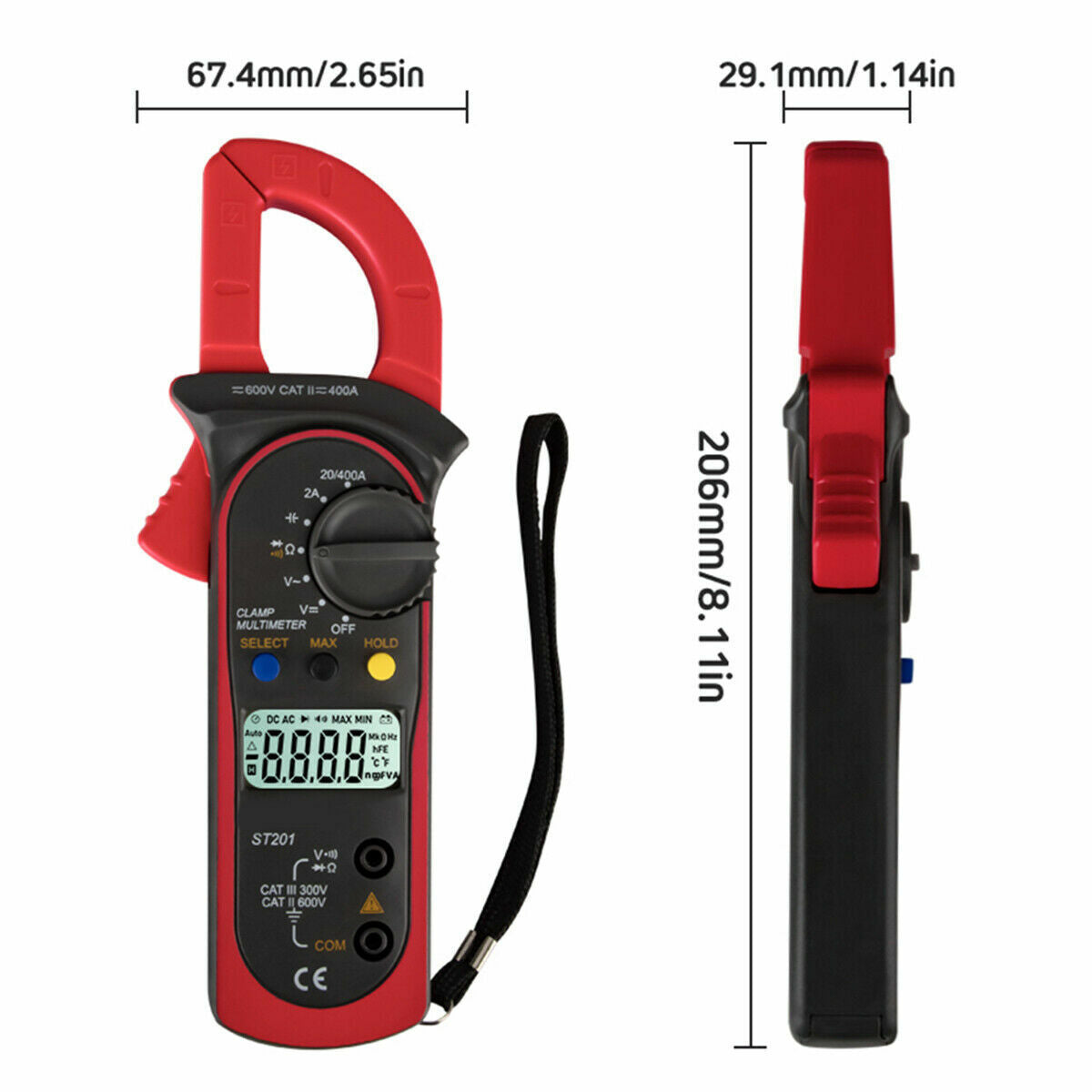 Digital Multimeter Tester AC DC Volt Ohm Amp Clamp Meter Auto Range