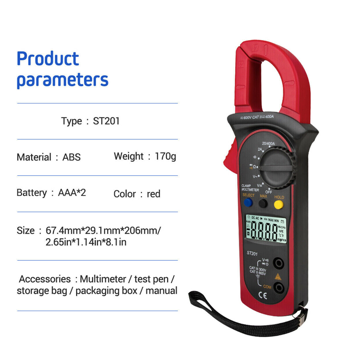 Digital Multimeter Tester AC DC Volt Ohm Amp Clamp Meter Auto Range