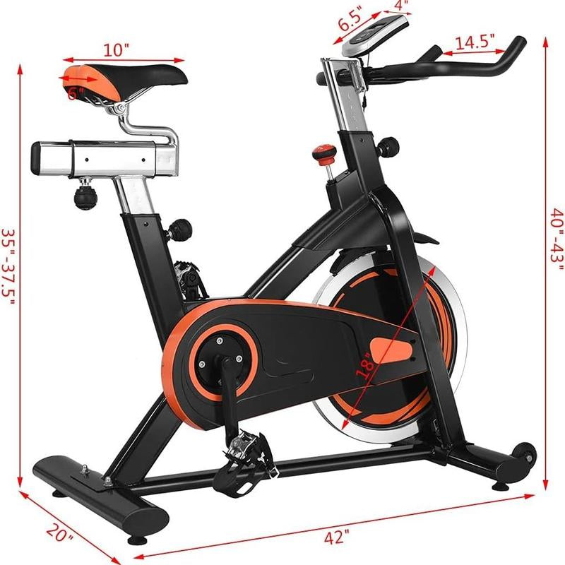 【Costway】-Exercise Bike Fixed Belt Drive Indoor Bicycle with Heart Rate Monitor