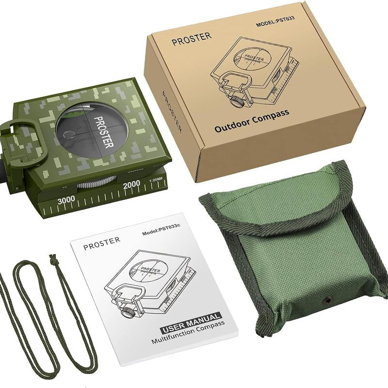 Proster Professional Compass - IP65 Hiking Compass with Sighting Clinometer - Metal Camping Compass Waterproof with Carry Bag for Camping, Hunting, Hiking, and Geology Activities