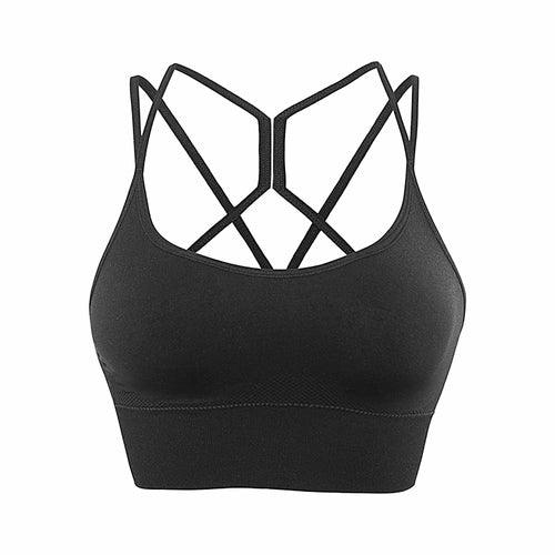 Women Strappy Sports Bra Sexy Crisscross Back Light Support Yoga - Outdoorsavage