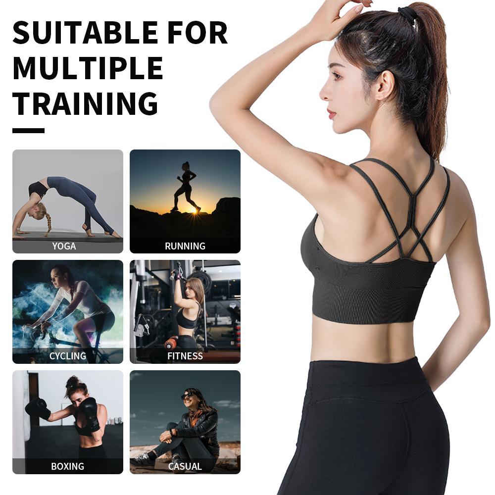 Women Strappy Sports Bra Sexy Crisscross Back Light Support Yoga - Outdoorsavage