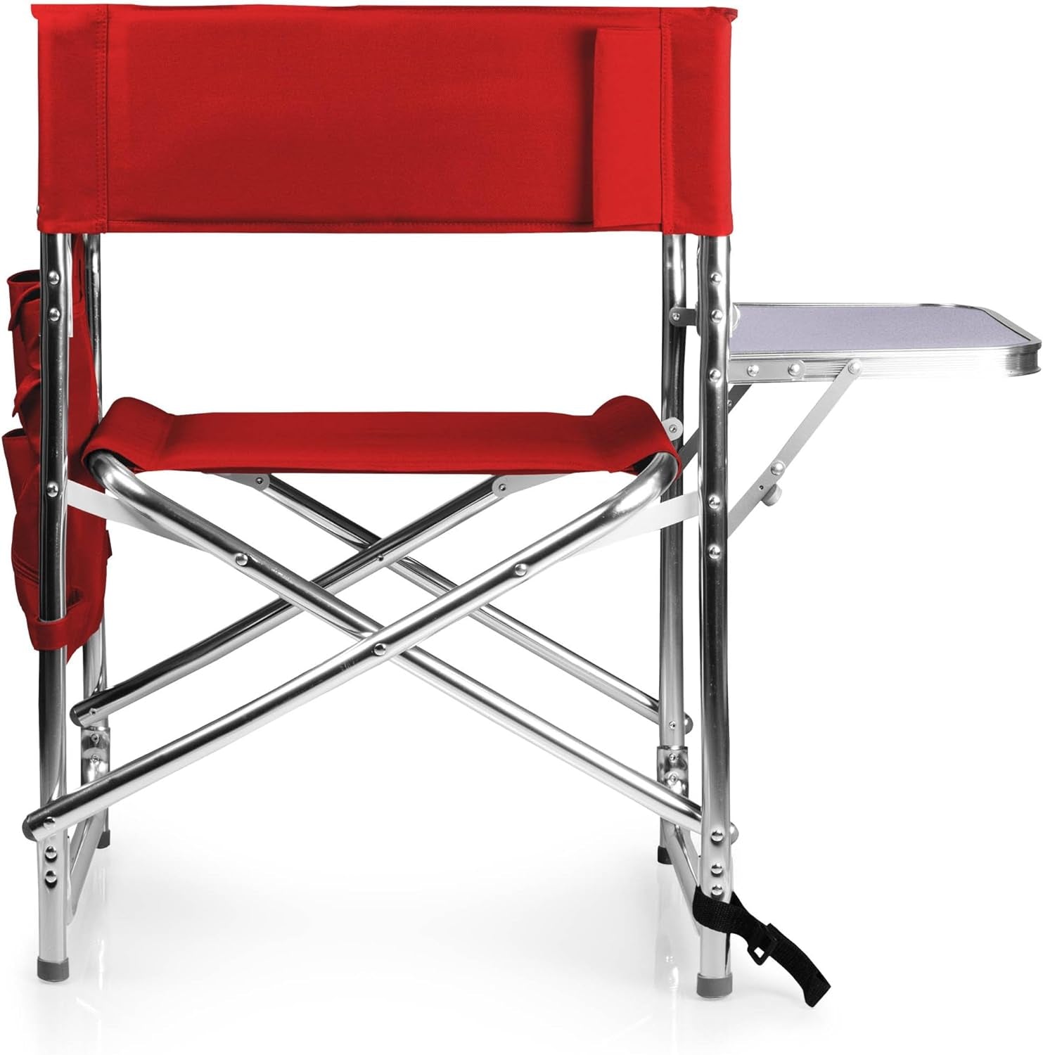 Ultimate Red Sports Chair with Built-in Side Table - Perfect for Camping and Beach Adventures!