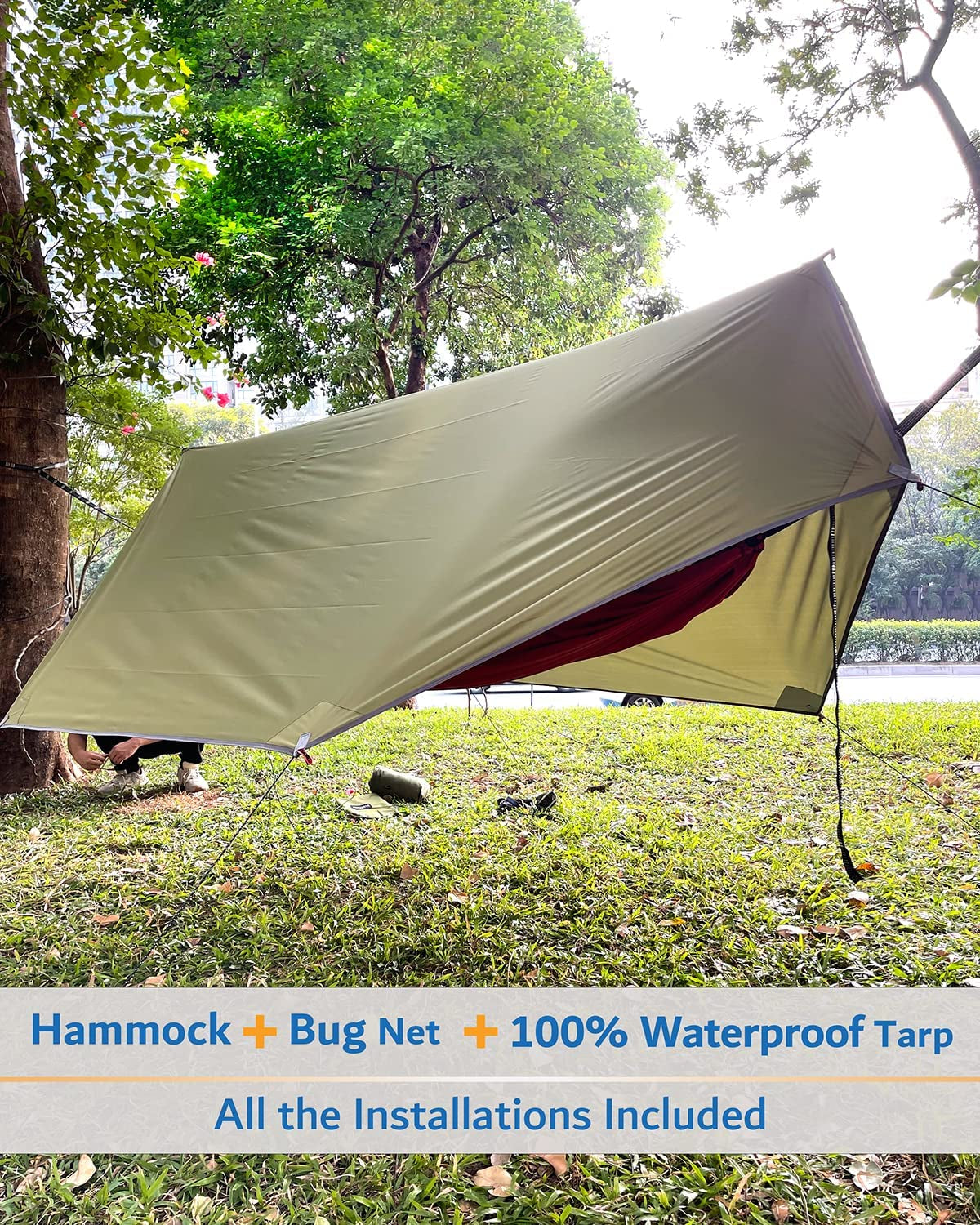 Ultimate Portable Double Camping Hammock with Insect Net - Perfect 2-Person Tent Hammock for Outdoor Adventures with 2 x 10ft Straps!