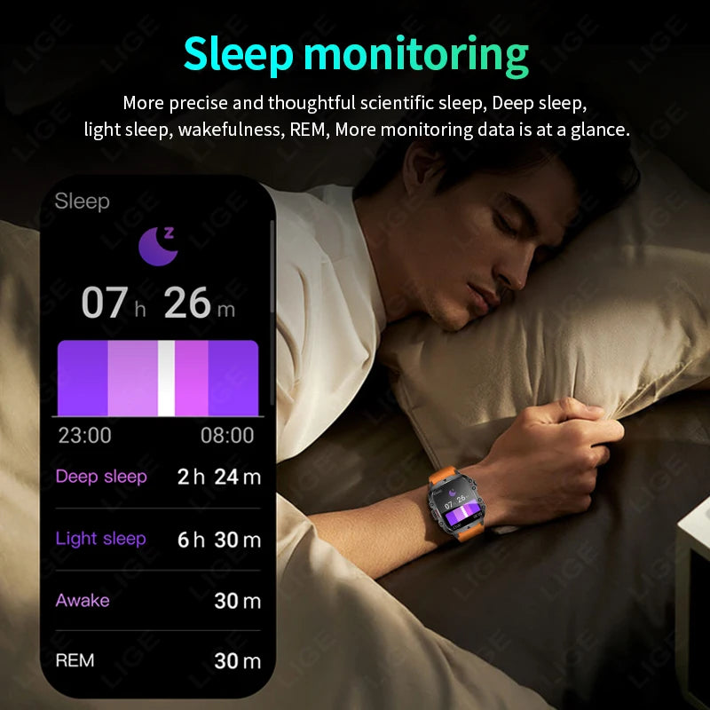 Smart Watch Men 2.01" Screen Lp68 Waterproof Watches Outdoor Rugged Military Bluetooth Call Smartwatch for Android Los