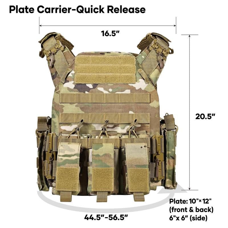 GFIRE Quick Release Plate Carrier Vest Molle Vest Adjustable Breathable for Sport 32-52 Inches Adjustable Size Perfect Gift for Men