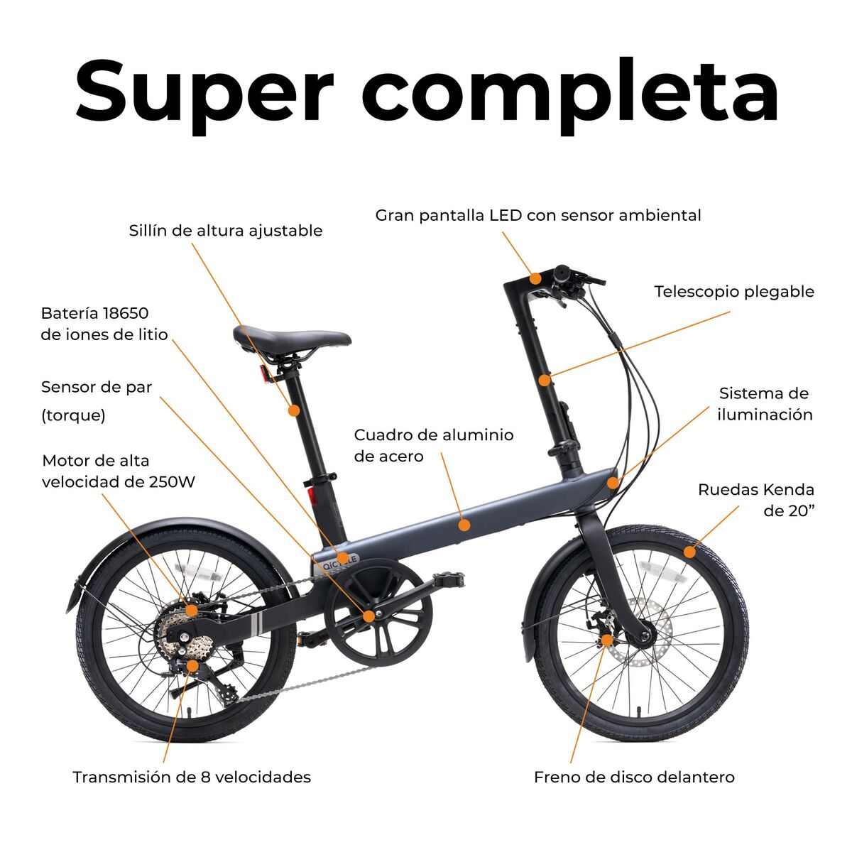 Electric Bike Xiaomi QiCycle C2 20" 250W Black