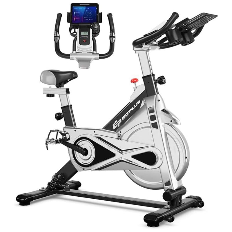 【Costway】-Exercise Bike Fixed Belt Drive Indoor Bicycle with Heart Rate Monitor