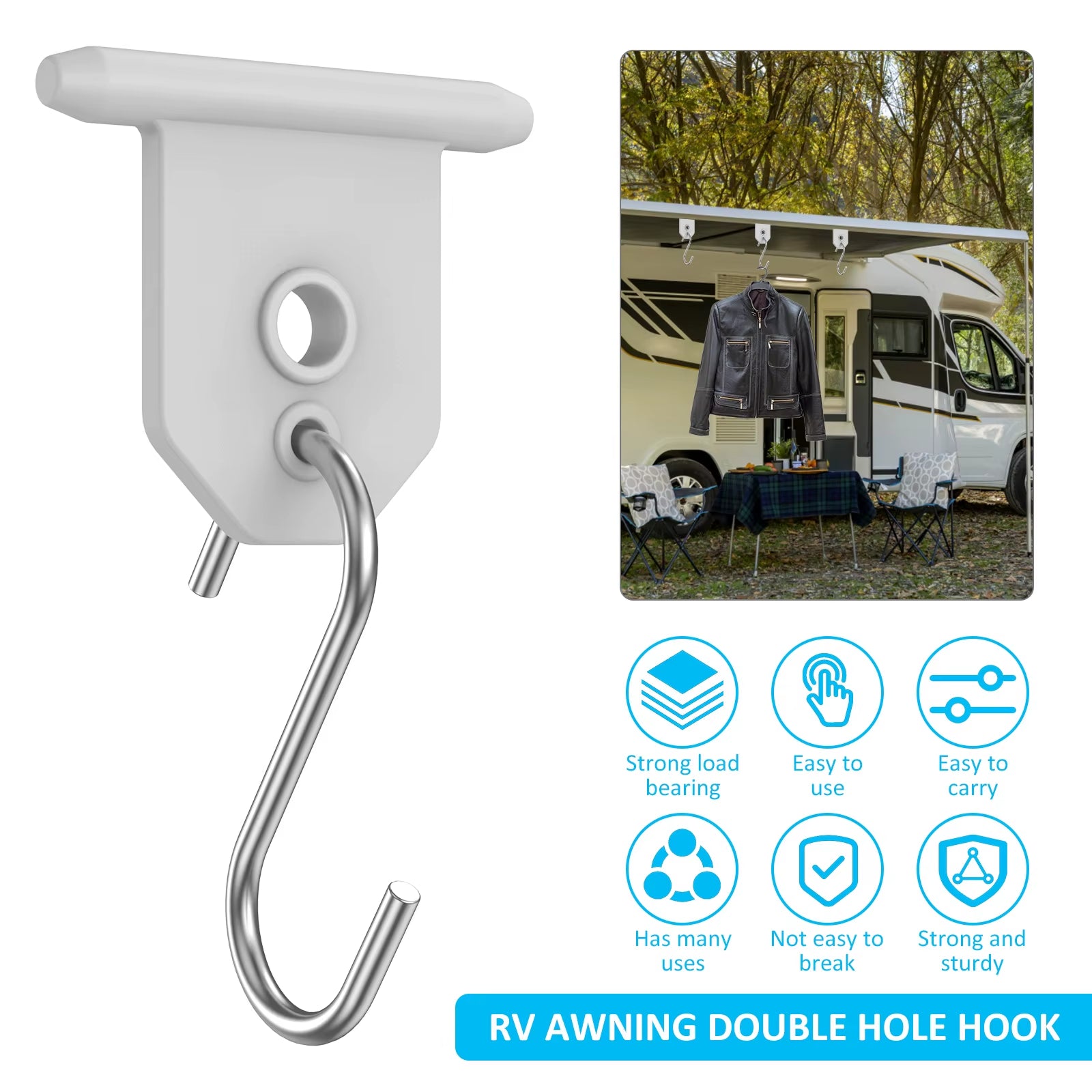 10 Heavy-Duty S-Shaped Awning Hooks - Ideal for Camping, RV Use & Outdoor Hanging Solutions!